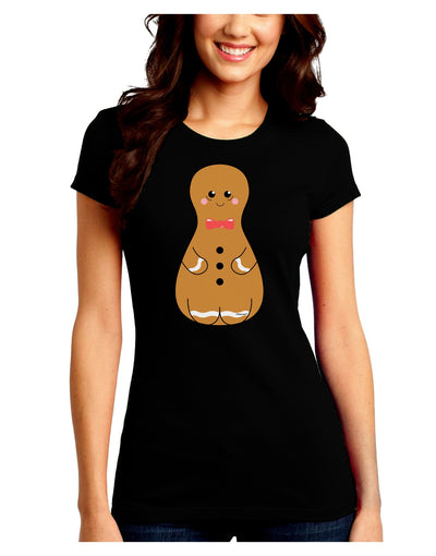 Cute Gingerbread Matryoshka Nesting Doll - Christmas Juniors Crew Dark T-Shirt-T-Shirts Juniors Tops-TooLoud-Black-Juniors Fitted Small-Davson Sales