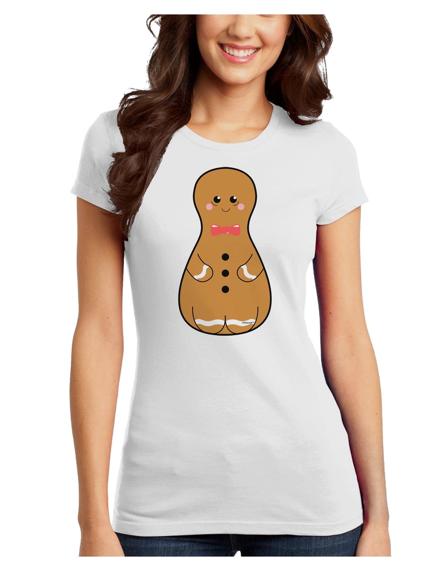 Cute Gingerbread Matryoshka Nesting Doll - Christmas Juniors T-Shirt-Womens Juniors T-Shirt-TooLoud-White-Juniors Fitted XS-Davson Sales