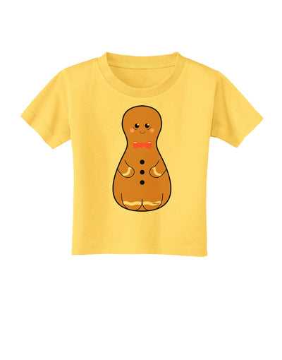 Cute Gingerbread Matryoshka Nesting Doll - Christmas Toddler T-Shirt-Toddler T-Shirt-TooLoud-Yellow-2T-Davson Sales