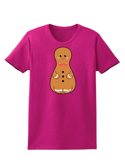 Cute Gingerbread Matryoshka Nesting Doll - Christmas Womens Dark T-Shirt-TooLoud-Hot-Pink-Small-Davson Sales