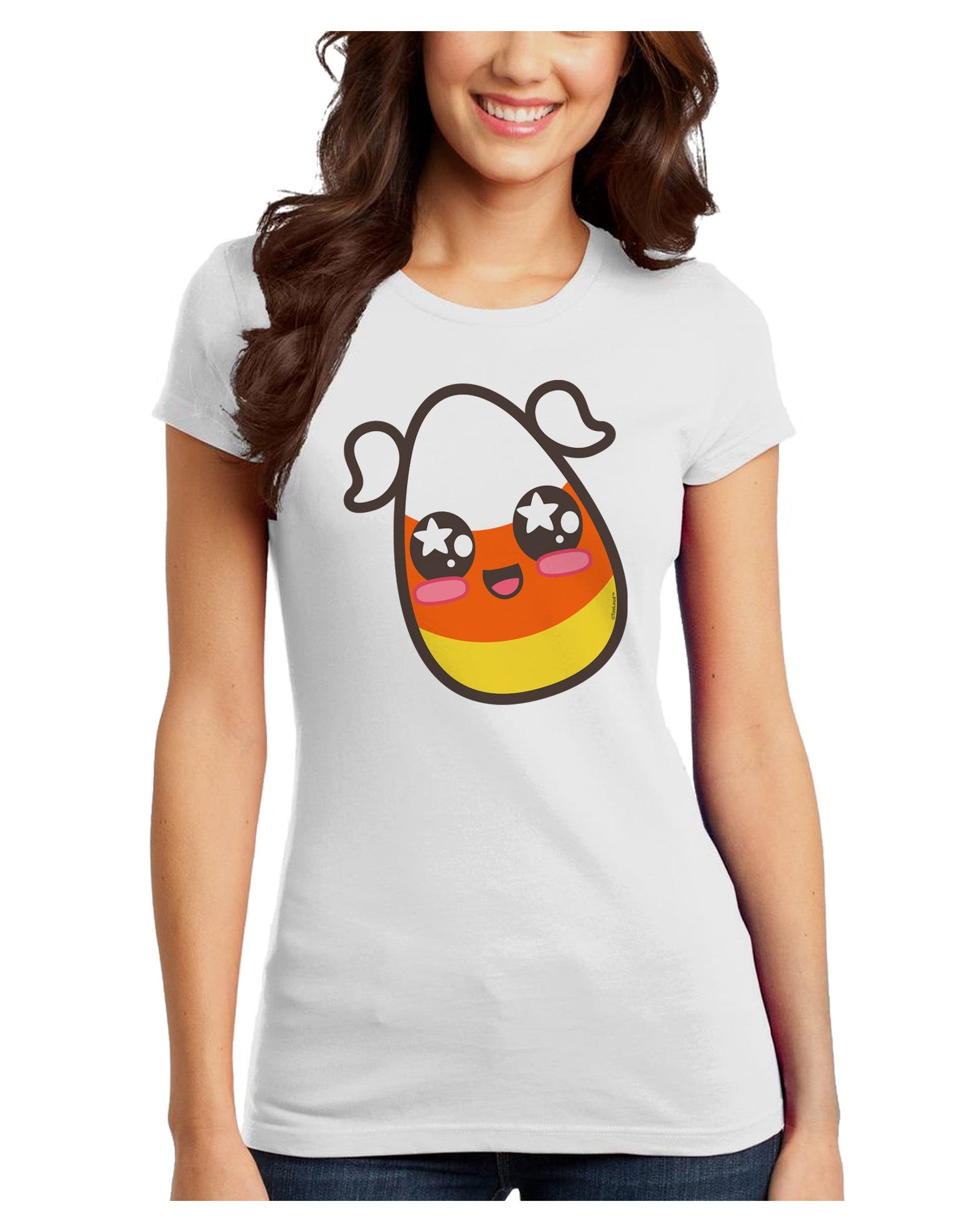 Cute Girl Child Candy Corn Family Halloween Juniors T-Shirt-Womens Juniors T-Shirt-TooLoud-White-Juniors Fitted XS-Davson Sales