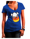 Cute Girl Child Candy Corn Family Halloween Juniors V-Neck Dark T-Shirt-Womens V-Neck T-Shirts-TooLoud-Royal-Blue-Juniors Fitted Small-Davson Sales