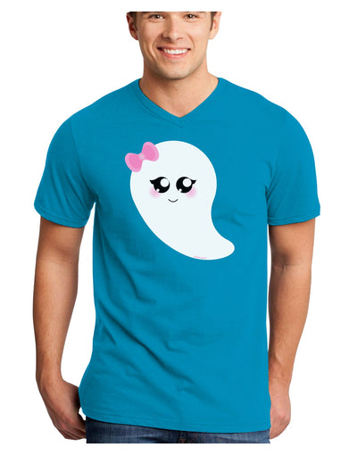 Cute Girl Ghost Halloween Adult Dark V-Neck T-Shirt-TooLoud-Turquoise-Small-Davson Sales