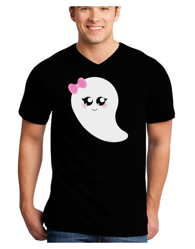 Cute Girl Ghost Halloween Adult Dark V-Neck T-Shirt-TooLoud-Black-Small-Davson Sales