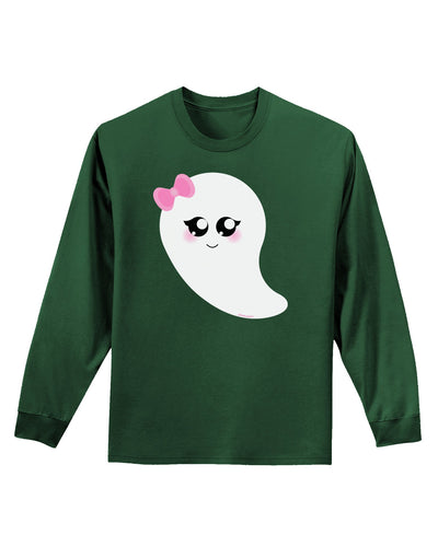 Cute Girl Ghost Halloween Adult Long Sleeve Dark T-Shirt-TooLoud-Dark-Green-Small-Davson Sales