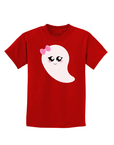 Cute Girl Ghost Halloween Childrens Dark T-Shirt-Childrens T-Shirt-TooLoud-Red-X-Small-Davson Sales