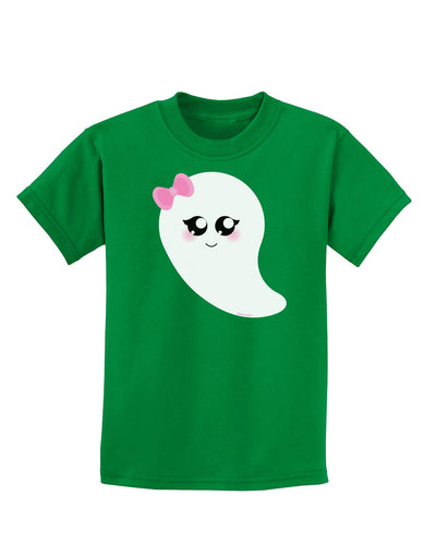 Cute Girl Ghost Halloween Childrens Dark T-Shirt-Childrens T-Shirt-TooLoud-Kelly-Green-X-Small-Davson Sales