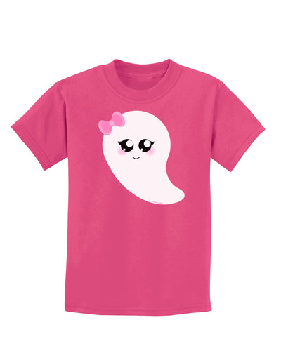 Cute Girl Ghost Halloween Childrens Dark T-Shirt-Childrens T-Shirt-TooLoud-Sangria-X-Small-Davson Sales