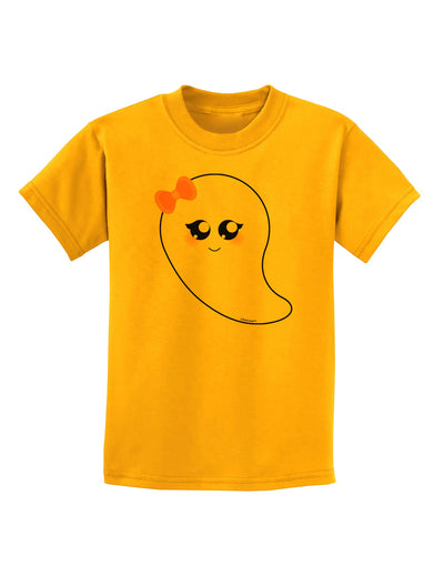 Cute Girl Ghost Halloween Childrens T-Shirt-Childrens T-Shirt-TooLoud-Gold-X-Small-Davson Sales