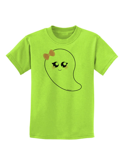 Cute Girl Ghost Halloween Childrens T-Shirt-Childrens T-Shirt-TooLoud-Lime-Green-X-Small-Davson Sales