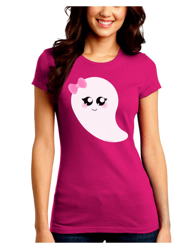 Cute Girl Ghost Halloween Juniors Crew Dark T-Shirt-T-Shirts Juniors Tops-TooLoud-Hot-Pink-Juniors Fitted Small-Davson Sales