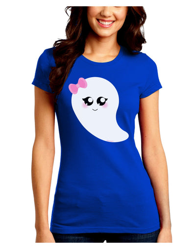 Cute Girl Ghost Halloween Juniors Crew Dark T-Shirt-T-Shirts Juniors Tops-TooLoud-Royal-Blue-Juniors Fitted Small-Davson Sales