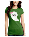 Cute Girl Ghost Halloween Juniors Crew Dark T-Shirt-T-Shirts Juniors Tops-TooLoud-Kiwi-Green-Juniors Fitted Small-Davson Sales