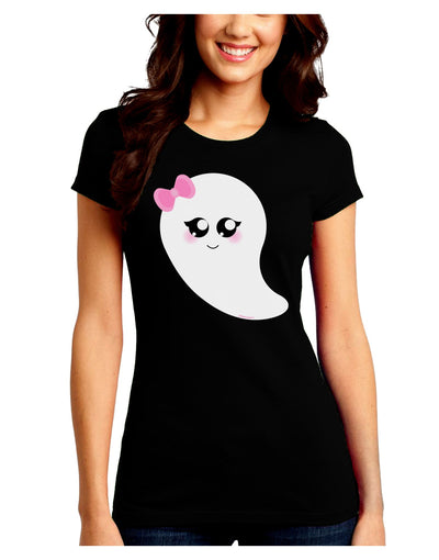 Cute Girl Ghost Halloween Juniors Crew Dark T-Shirt-T-Shirts Juniors Tops-TooLoud-Black-Juniors Fitted Small-Davson Sales