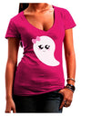 Cute Girl Ghost Halloween Juniors V-Neck Dark T-Shirt-Womens V-Neck T-Shirts-TooLoud-Hot-Pink-Juniors Fitted Small-Davson Sales