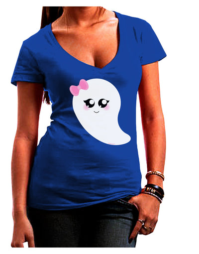 Cute Girl Ghost Halloween Juniors V-Neck Dark T-Shirt-Womens V-Neck T-Shirts-TooLoud-Royal-Blue-Juniors Fitted Small-Davson Sales