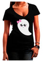 Cute Girl Ghost Halloween Juniors V-Neck Dark T-Shirt-Womens V-Neck T-Shirts-TooLoud-Black-Juniors Fitted Small-Davson Sales