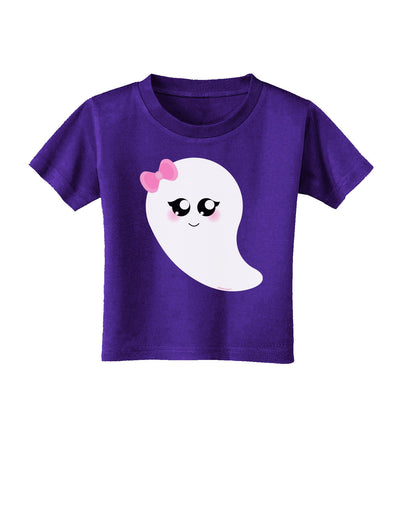 Cute Girl Ghost Halloween Toddler T-Shirt Dark-Toddler T-Shirt-TooLoud-Purple-2T-Davson Sales