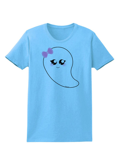 Cute Girl Ghost Halloween Womens T-Shirt-Womens T-Shirt-TooLoud-Aquatic-Blue-X-Small-Davson Sales