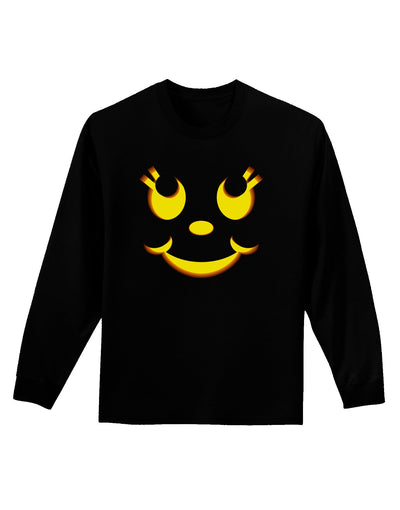 Cute Girl Jack O Lantern Pumpkin Face Adult Long Sleeve Dark T-Shirt-TooLoud-Black-Small-Davson Sales