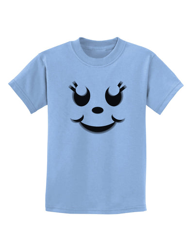 Cute Girl Jack O Lantern Pumpkin Face Childrens T-Shirt-Childrens T-Shirt-TooLoud-Light-Blue-X-Small-Davson Sales