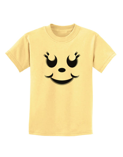 Cute Girl Jack O Lantern Pumpkin Face Childrens T-Shirt-Childrens T-Shirt-TooLoud-Daffodil-Yellow-X-Small-Davson Sales