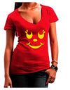 Cute Girl Jack O Lantern Pumpkin Face Juniors V-Neck Dark T-Shirt-Womens V-Neck T-Shirts-TooLoud-Red-Small-Davson Sales