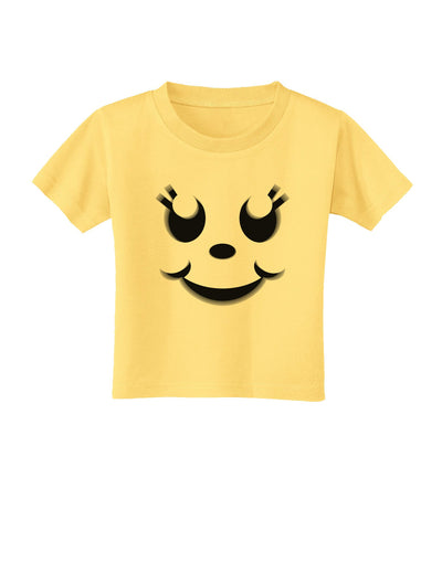 Cute Girl Jack O Lantern Pumpkin Face Toddler T-Shirt-Toddler T-Shirt-TooLoud-Daffodil-Yellow-2T-Davson Sales