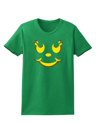 Cute Girl Jack O Lantern Pumpkin Face Womens Dark T-Shirt-TooLoud-Kelly-Green-X-Small-Davson Sales