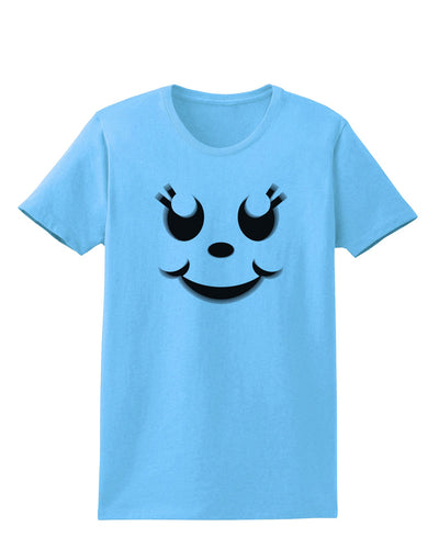 Cute Girl Jack O Lantern Pumpkin Face Womens T-Shirt-Womens T-Shirt-TooLoud-Aquatic-Blue-X-Small-Davson Sales