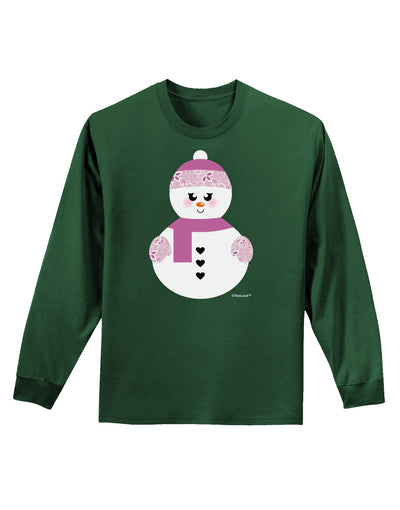 Cute Girl Snowman - Christmas Adult Long Sleeve Dark T-Shirt by TooLoud-TooLoud-Dark-Green-Small-Davson Sales