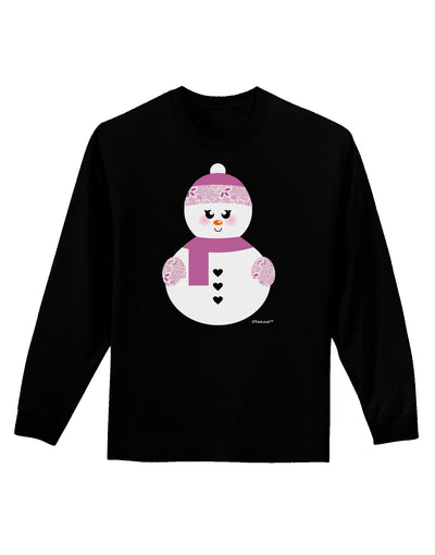 Cute Girl Snowman - Christmas Adult Long Sleeve Dark T-Shirt by TooLoud-TooLoud-Black-Small-Davson Sales