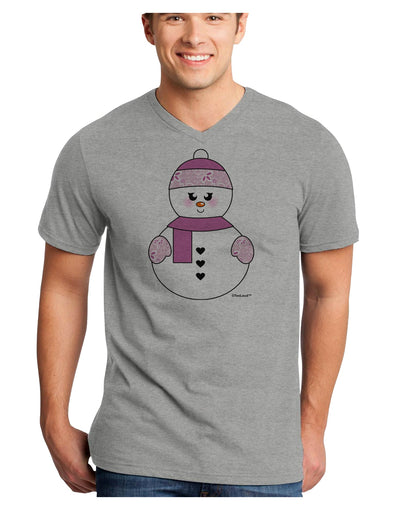Cute Girl Snowman - Christmas Adult V-Neck T-shirt by TooLoud-Mens V-Neck T-Shirt-TooLoud-HeatherGray-Small-Davson Sales