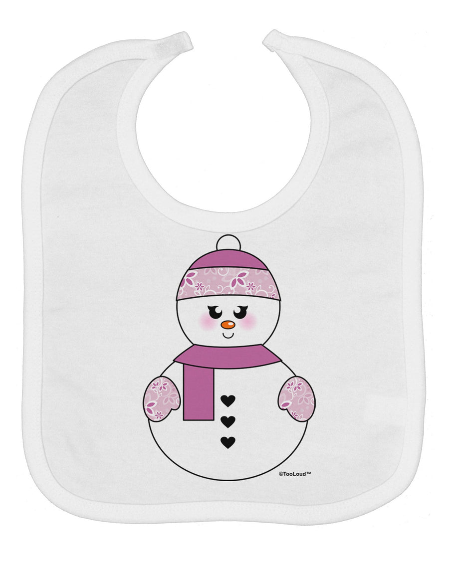 Cute Girl Snowman - Christmas Baby Bib by TooLoud