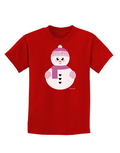 Cute Girl Snowman - Christmas Childrens Dark T-Shirt by TooLoud-Childrens T-Shirt-TooLoud-Red-X-Small-Davson Sales