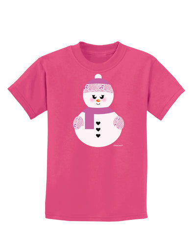 Cute Girl Snowman - Christmas Childrens Dark T-Shirt by TooLoud-Childrens T-Shirt-TooLoud-Sangria-X-Small-Davson Sales