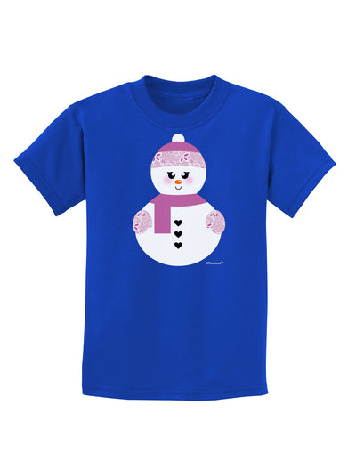 Cute Girl Snowman - Christmas Childrens Dark T-Shirt by TooLoud-Childrens T-Shirt-TooLoud-Royal-Blue-X-Small-Davson Sales