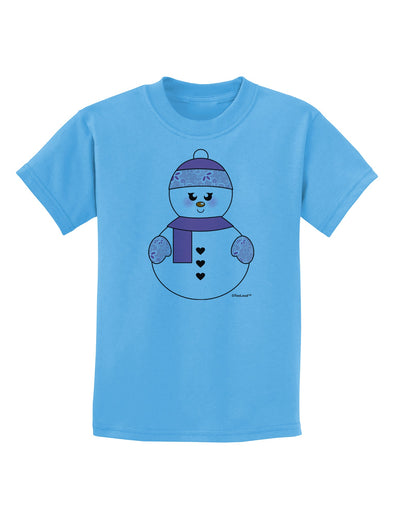 Cute Girl Snowman - Christmas Childrens T-Shirt by TooLoud-Childrens T-Shirt-TooLoud-Aquatic-Blue-X-Small-Davson Sales