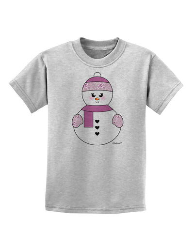 Cute Girl Snowman - Christmas Childrens T-Shirt by TooLoud-Childrens T-Shirt-TooLoud-AshGray-X-Small-Davson Sales