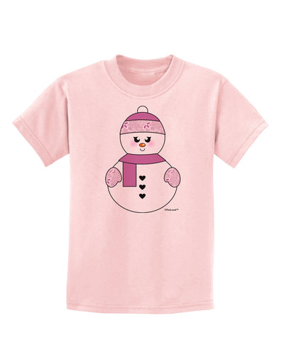 Cute Girl Snowman - Christmas Childrens T-Shirt by TooLoud-Childrens T-Shirt-TooLoud-PalePink-X-Small-Davson Sales