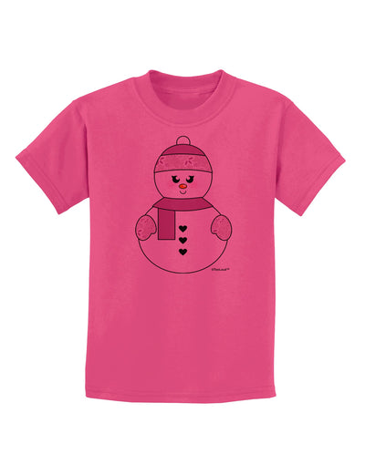 Cute Girl Snowman - Christmas Childrens T-Shirt by TooLoud-Childrens T-Shirt-TooLoud-Sangria-X-Small-Davson Sales