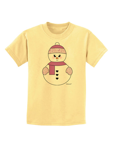 Cute Girl Snowman - Christmas Childrens T-Shirt by TooLoud-Childrens T-Shirt-TooLoud-Daffodil-Yellow-X-Small-Davson Sales