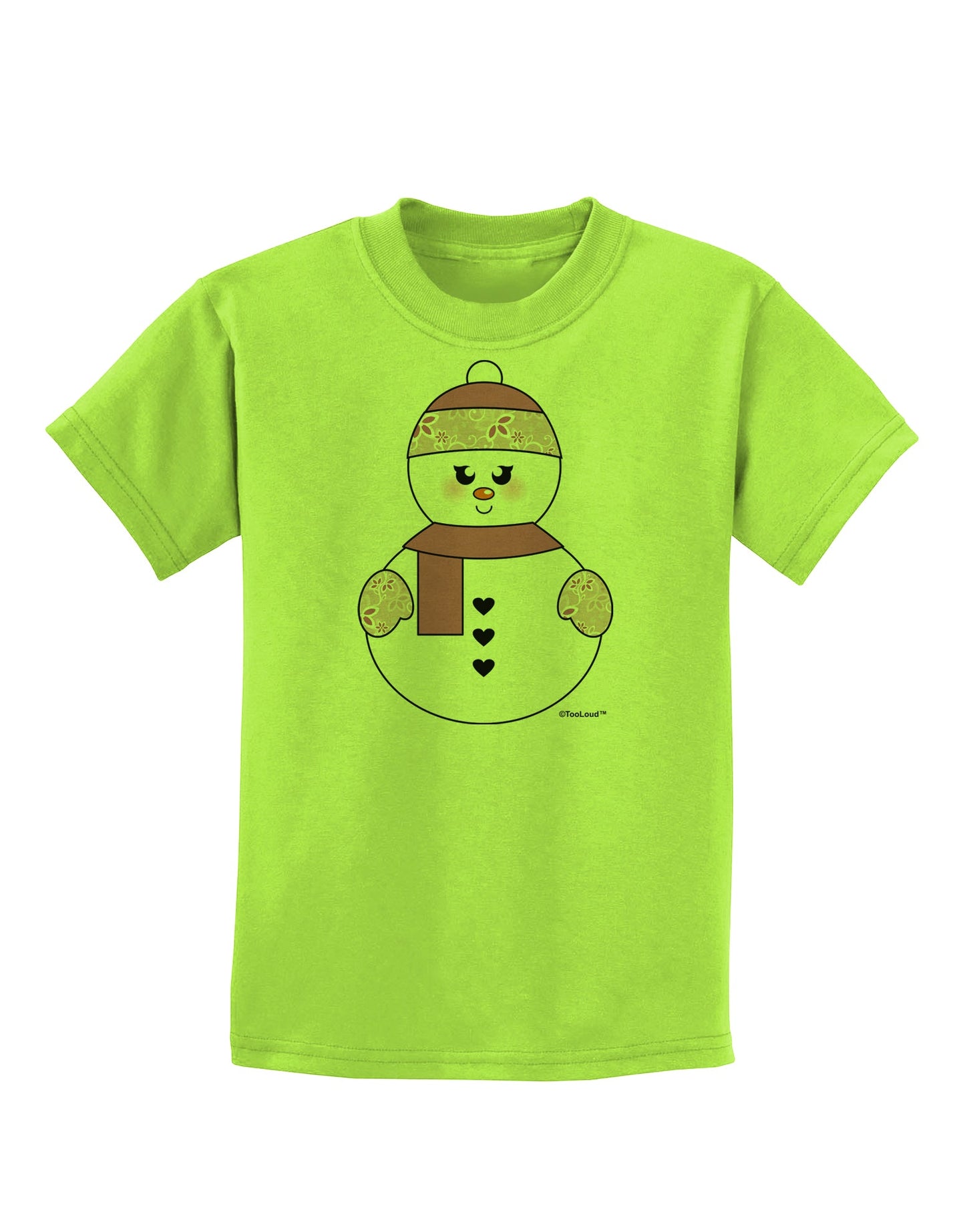 Cute Girl Snowman - Christmas Childrens T-Shirt by TooLoud-Childrens T-Shirt-TooLoud-Lime-Green-X-Small-Davson Sales