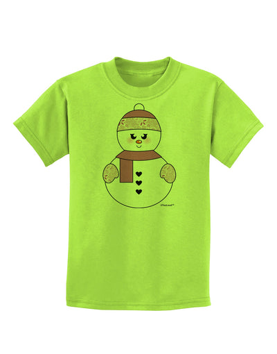 Cute Girl Snowman - Christmas Childrens T-Shirt by TooLoud-Childrens T-Shirt-TooLoud-Lime-Green-X-Small-Davson Sales