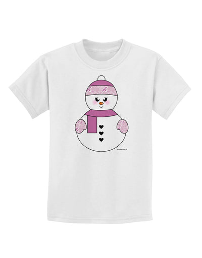 Cute Girl Snowman - Christmas Childrens T-Shirt by TooLoud-Childrens T-Shirt-TooLoud-White-X-Small-Davson Sales