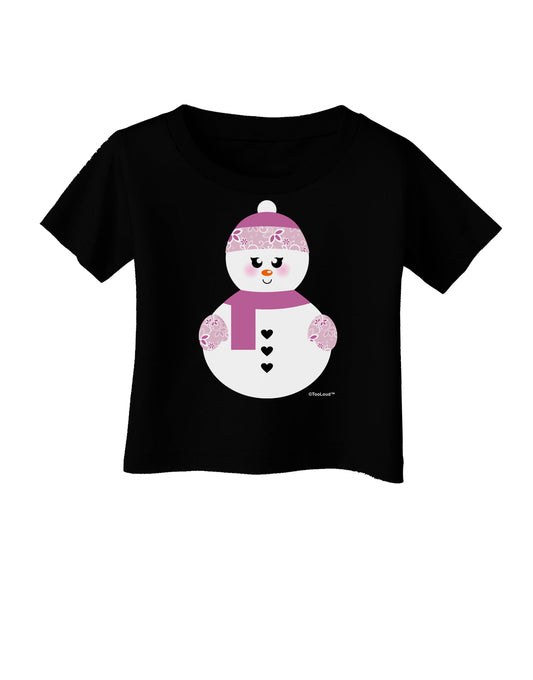 Cute Girl Snowman - Christmas Infant T-Shirt Dark by TooLoud-Infant T-Shirt-TooLoud-Black-06-Months-Davson Sales