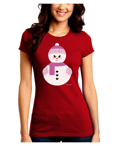 Cute Girl Snowman - Christmas Juniors Crew Dark T-Shirt by TooLoud-T-Shirts Juniors Tops-TooLoud-Red-Juniors Fitted Small-Davson Sales