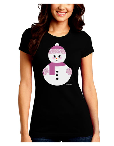 Cute Girl Snowman - Christmas Juniors Crew Dark T-Shirt by TooLoud-T-Shirts Juniors Tops-TooLoud-Black-Juniors Fitted Small-Davson Sales