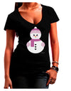 Cute Girl Snowman - Christmas Juniors V-Neck Dark T-Shirt by TooLoud-Womens V-Neck T-Shirts-TooLoud-Black-Juniors Fitted Small-Davson Sales