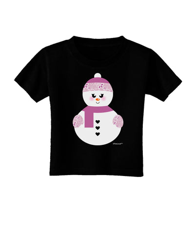 Cute Girl Snowman - Christmas Toddler T-Shirt Dark by TooLoud-Toddler T-Shirt-TooLoud-Black-2T-Davson Sales